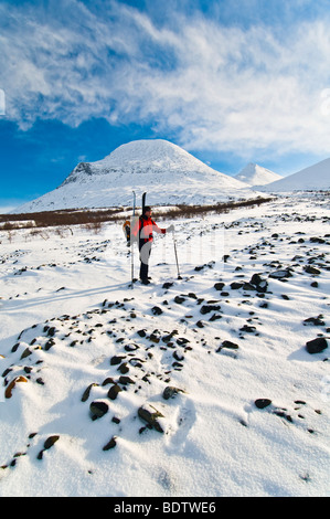 Skitouren in Akka-Massivs, Lappland, Schweden Stockfoto