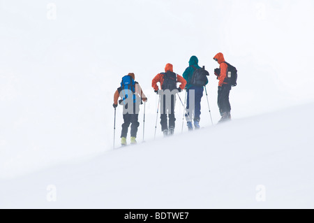 Skitourengeher Im Schneetreiben, Storulvan, Jaemtlands Fjaell, Jaemtland, Schweden, Skitouren im Schneetreiben, Schweden Stockfoto