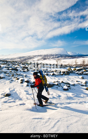 Skitouren in Akka-Massivs, Lappland, Schweden Stockfoto