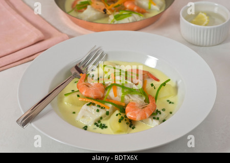 Waterzooi Fischeintopf Belgien Essen Stockfoto