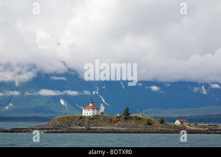 Leuchtturm Eldred-Rock - Blick Vom Lynn Canal / Eldred-Rock Leuchtturm - Blick vom Lynn Canal / Zw. Skagway & Juneau - Alaska Stockfoto