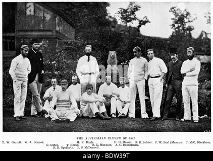 Der australische XI von 1882, die Cricket team Tourneen durch England und gewann den einzigen Test im Oval, der Start der Asche Legende Stockfoto