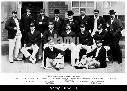 Der australische XI von 1902, das Team, angeführt von Joe Darling, die England tourte und gewann die Asche Stockfoto