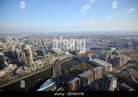 Zentrum der Antenne Vogelperspektive von Aussichtsplattform auf Rialto Tower Melbourne Australien Stockfoto