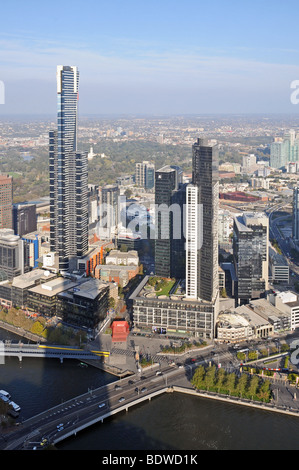 Zentrum der Antenne Vogelperspektive von Aussichtsplattform auf Rialto Tower Melbourne Australien Stockfoto