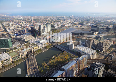 Zentrum der Antenne Vogelperspektive von Aussichtsplattform auf Rialto Tower Melbourne Australien Stockfoto