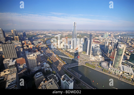 Zentrum der Antenne Vogelperspektive von Aussichtsplattform auf Rialto Tower Melbourne Australien Stockfoto