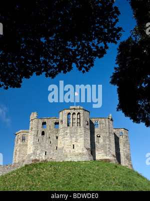 Warkworth Castle, Northumbria, aus dem Osten Stockfoto