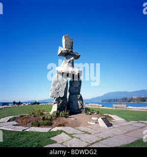 Inukshuk, Vancouver, BC, Britisch-Kolumbien, Kanada - "Englisch Bay", Herbst Stockfoto