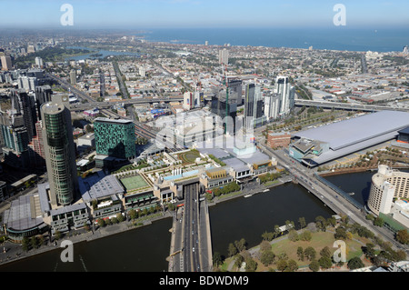 Zentrum der Antenne Vogelperspektive von Aussichtsplattform auf Rialto Tower Melbourne Australien Stockfoto