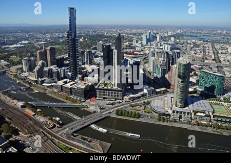 Zentrum der Antenne Vogelperspektive von Aussichtsplattform auf Rialto Tower Melbourne Australien Stockfoto