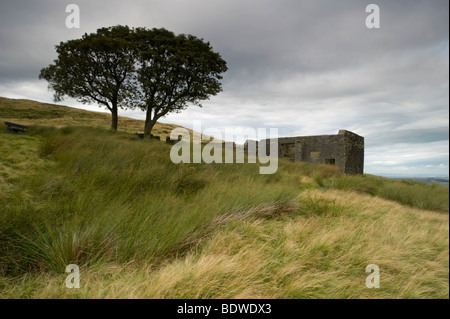 Top Withens, bröckelt Bauernhaus auf wilden remote Pennine Moors (Inspiration für Wuthering Heights?) - in der Nähe von Haworth, West Yorkshire, England, UK ruinieren. Stockfoto