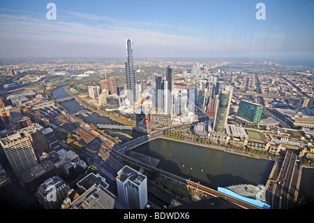 Zentrum der Antenne Vogelperspektive von Aussichtsplattform auf Rialto Tower Melbourne Australien Stockfoto