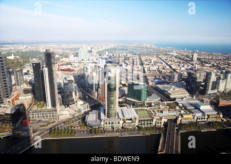 Zentrum der Antenne Vogelperspektive von Aussichtsplattform auf Rialto Tower Melbourne Australien Stockfoto