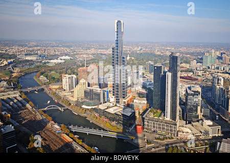 Zentrum der Antenne Vogelperspektive von Aussichtsplattform auf Rialto Tower Melbourne Australien Stockfoto