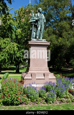 Denkmal für Auguste Bartholdi, schuf der Bildhauer Hubert Louies-Noel und Antoine Rubin, Colmar, Elsass, Frankreich, E Stockfoto