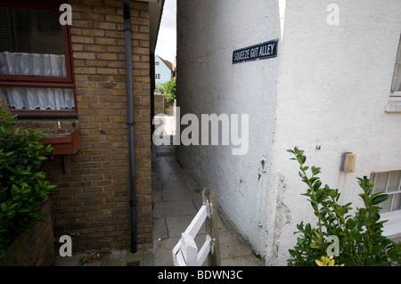 Drücken Sie Darm Gasse eine sehr schmale Gasse, einer der vielen Gassen in Whitstable Kent England uk Stockfoto