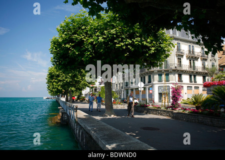 Quai Perdonnet am nördlichen Ufer des Genfer Sees, Vevey, Kanton Waadt, Schweiz, Europa Stockfoto