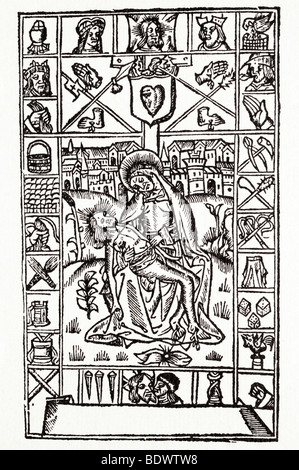 w de Worde 1515 Thomas schade ein Kempis Imytacio Gespinst Bild von Mary Nimbed hält den Leichnam Jesu seinen Kopf in eine randlose Nimb Stockfoto