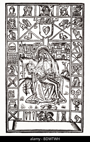w de Worde 1515 Thomas schade ein Kempis Imytacio Gespinst Bild von Mary Nimbed hält den Leichnam Jesu seinen Kopf in eine randlose Nimb Stockfoto