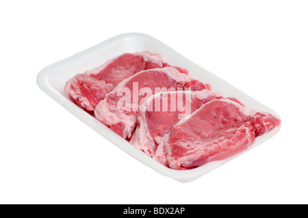 Stück von rohem Fleisch, isoliert auf weiss Stockfoto
