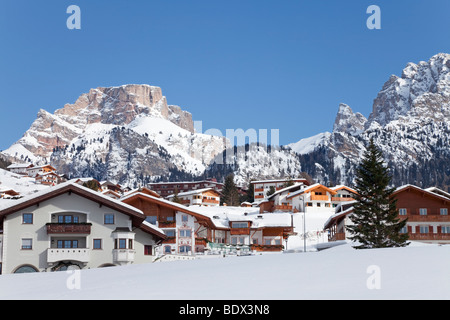 Selva Wolkenstein, Sella Ronda Skigebiet Val Gardena, Dolomiten, Südtirol, Trentino-Südtirol, Italien Stockfoto