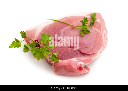 Stück Fleisch isoliert auf weiss Stockfoto