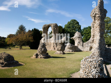 Die Überreste der Abtei in Bury St Edmunds in Suffolk, England. Stockfoto