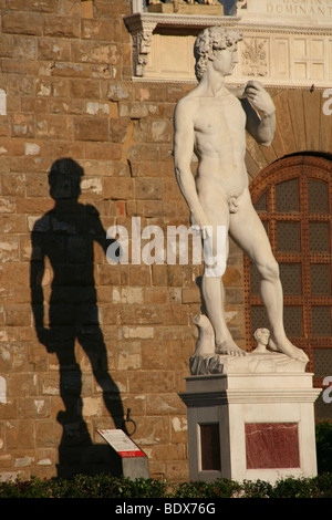 Michelangelos David-Statue, Piazza della Signoria, Florenz, Italien Stockfoto