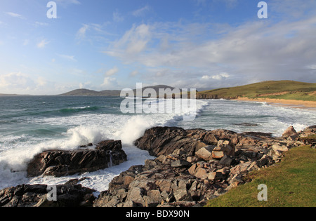 Windige Sommertag im Traigh Lar, Isle of Harris, Schottland Stockfoto