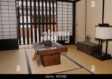 Wohnzimmer von einem alten trading house, jetzt ein Museum, Nara, Nara-Machi, Japan, Südostasien, Asien Stockfoto