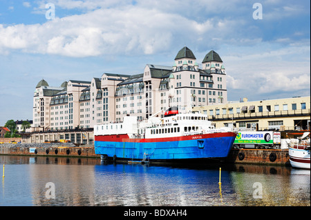 Aus der neuen Oper in den alten Hafen laden Haus Betonbau, Oslo, Norwegen, Skandinavien, Europa Stockfoto