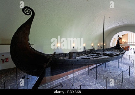 Oseberg-Shop gefunden 1904 in Vestfold, von 814-819, Halle der Wikinger Schiff Halle Vikingskiphuset, Scandin Bygdoy, Oslo, Norwegen Stockfoto