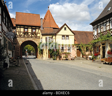 Das Westtor in Prichsenstadt, Franken, Bayern, Deutschland. Stockfoto