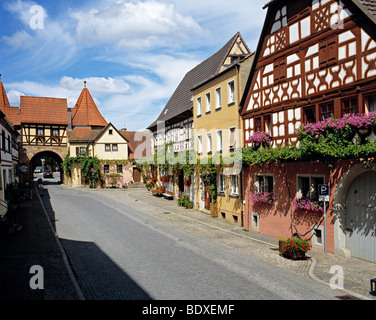 Das Westtor in Prichsenstadt, Franken, Bayern, Deutschland. Stockfoto