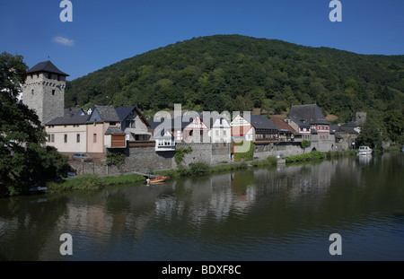 Dausenau an der Lahn River, Rheinland-Pfalz, Deutschland, Europa Stockfoto