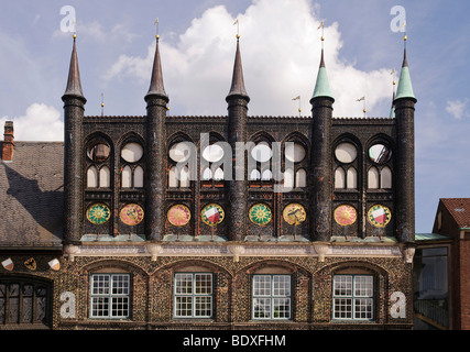 Rathaus auf dem Marktplatz in Lübeck, Schleswig-Holstein, Deutschland, Europa Stockfoto