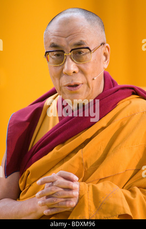 Seine Heiligkeit der 14. Dalai Lama, Tenzin Giatso, Commerzbank-Arena Veranstaltungsort, Frankfurt Am Main, Hessen, Deutschland, Europa Stockfoto