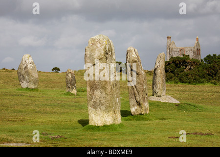 Die Hurlers Stone Circle, Schergen, Cornwall, England Stockfoto