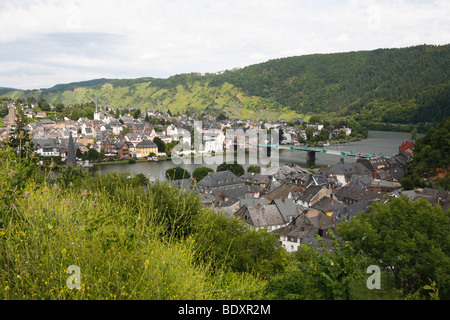 Blick auf Traben-Trarbach, Rheinland-Pfalz, Deutschland, Europa Stockfoto