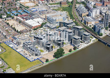 Luftbild des neuen Bauprojekt am Fluss Themse in London Stockfoto