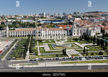 Praça Imperio und das Hieronymus-Kloster Mosteiro Dos Jeronimos, UNESCO-Weltkulturerbe, manuelinischen Stil, Portugues Stockfoto