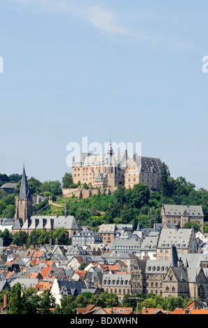 Blick auf die Stadt, Landgrafenschloss Landgraf Burg, Universitätsmuseum für Kulturgeschichte, Pfarrkirche St. Marien Str. Marys, histor Stockfoto