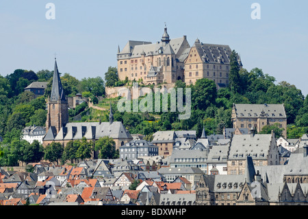 Blick auf die Stadt, Landgrafenschloss Landgraf Burg, Universitätsmuseum für Kulturgeschichte, Pfarrkirche St. Marien Str. Marys, histor Stockfoto