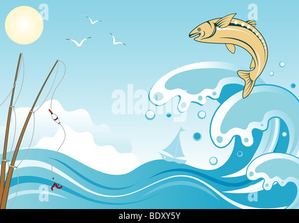 Fisch und Stab Stockfoto