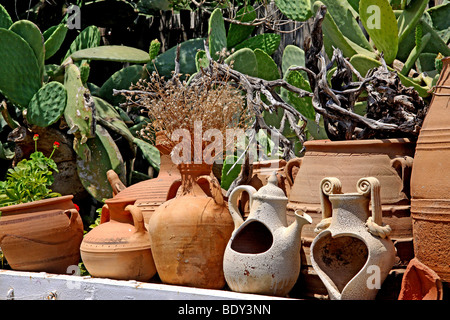 Ton und Keramik Töpfe, Freilichtmuseum Lychnostatis, Heimatmuseum, Museum für traditionelle kretische Leben, Hersonissos, C Stockfoto