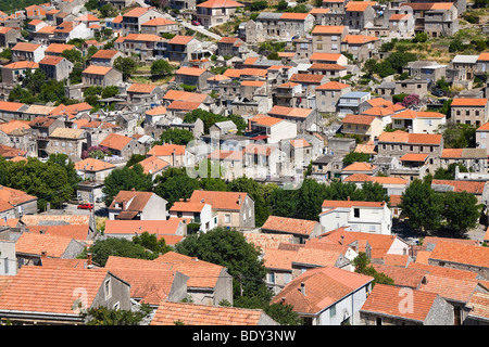 Dächer von Blato auf der Insel Korcula, Dubrovnik-Neretva, Dalmatien, Kroatien, Europa Stockfoto