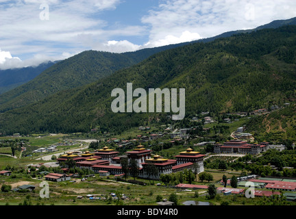 Dzong und Parlament von Thimphu, der Hauptstadt von Bhutan Stockfoto