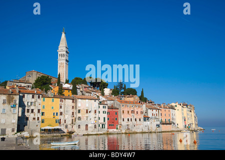 Altstadt von Rovinj mit Basilika der Heiligen Euphemia, gesehen aus Valdibora, Rovinj, Istrien, Kroatien, Europa Stockfoto