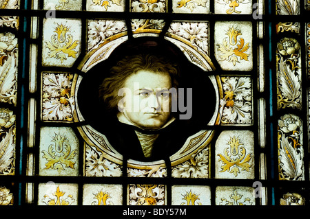 Einem Glasfenster Ludwig van Beethoven. Stockfoto